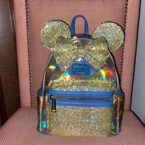 Gold and Blue EARidescent WDW 50th Anniversary Loungefly Disney Mini Backpack